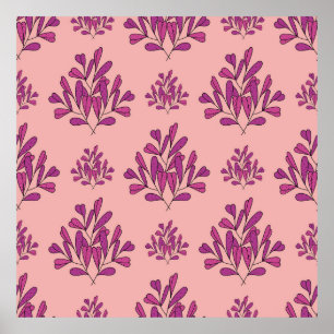Poster Fleurs pourpres sans couture vintage répétition ar