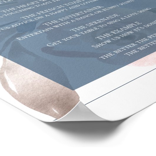 Poster Fleurs Poussiéreuses | Menu Baiser Pastel Bleu Fum (Coin)