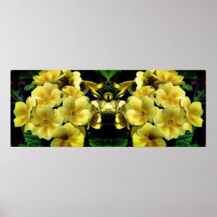 Poster Fleurs printanières de Primrose Jaune en miroir Ab