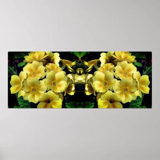 Poster Fleurs printanières de Primrose Jaune en miroir Ab (Devant)