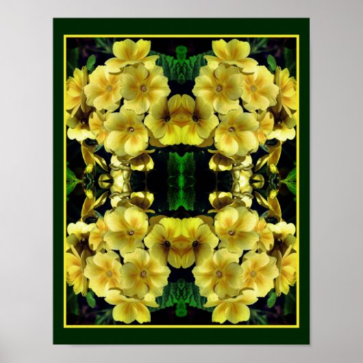 Poster Fleurs printanières du Primrose jaune Abstrait (Devant)