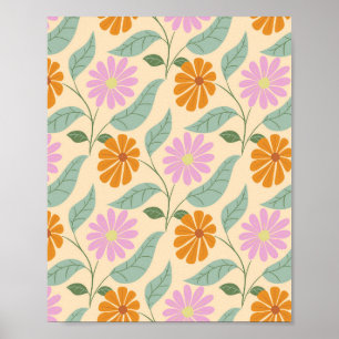 Poster Fleurs printanières rétro