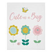 Poster Fleurs printanières Salle Bébé Papillon rose (Devant)