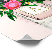 Poster Fleurs Protea Élégant Bouteille de Parfum Monogram (Coin)