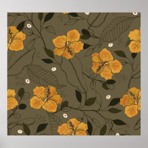 Poster Fleurs réalistes : Vintage sans couture
