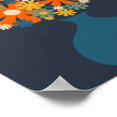 Poster Fleurs rétro gaies dans un Vase bleu (Coin)