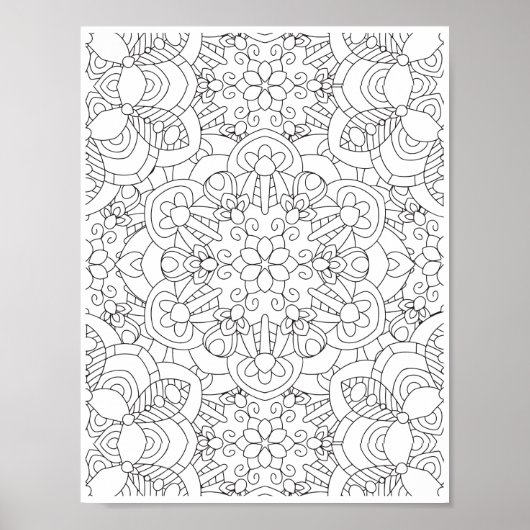 Poster Fleurs romantiques - Page de coloration avancée (Devant)