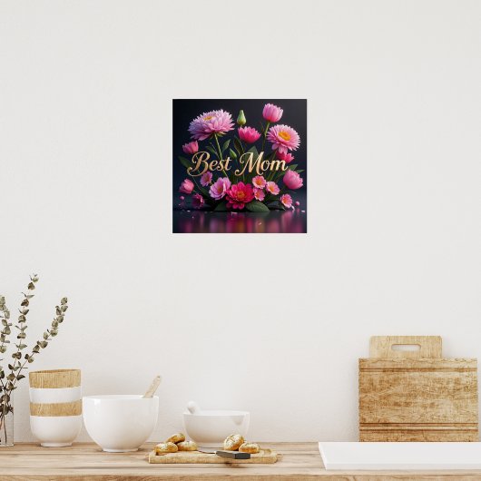 Poster Fleurs Rose Glamour Pour Maman (Cuisine)