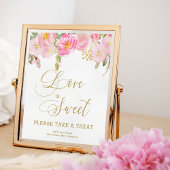 Poster Fleurs Rose Or Calligraphie Venez Prendre un Trait