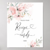 Poster Fleurs rose tendre placez vos cartes de recette ic (Devant)