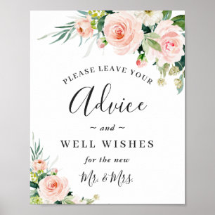 Poster Fleurs rose vif Conseil et bien souhaits Mariage