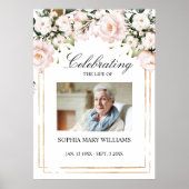 Poster Fleurs rose vif Photo Funérailles commémoratives (Devant)