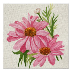 Poster Fleurs roses