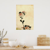 Poster Fleurs roses 1840 (Cuisine)