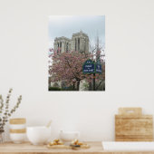 Poster Fleurs roses à Notre Dame (Cuisine)