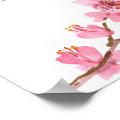 Poster Fleurs roses Aquarelle Mariage féminine (Coin)