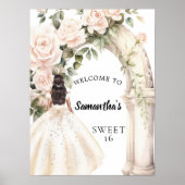 Poster Fleurs roses Arc rose Sweet 16 bienvenue (Devant)