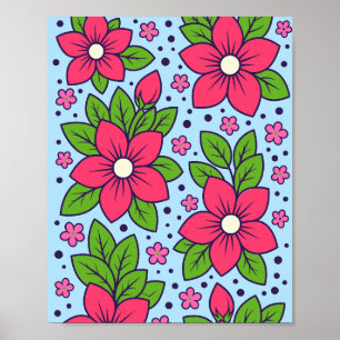 Poster Fleurs roses avec des pétales audacieux et des feu