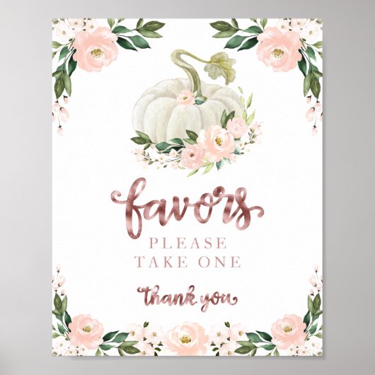 Poster Fleurs roses Chute Citrouille Faveur Baby shower S (Devant)