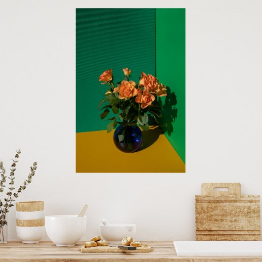 Poster Fleurs | Roses dans Vase (Cuisine)