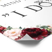 Poster Fleurs roses de couleur bordeaux N'oubliez pas de (Coin)