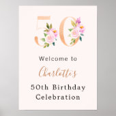 Poster Fleurs roses de la pêche numéro 50e anniversaire b (Devant)