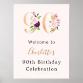 Poster Fleurs roses de la pêche numéro 90e anniversaire b (Devant)