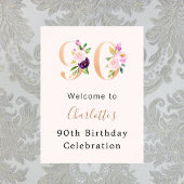 Poster Fleurs roses de la pêche numéro 90e anniversaire b