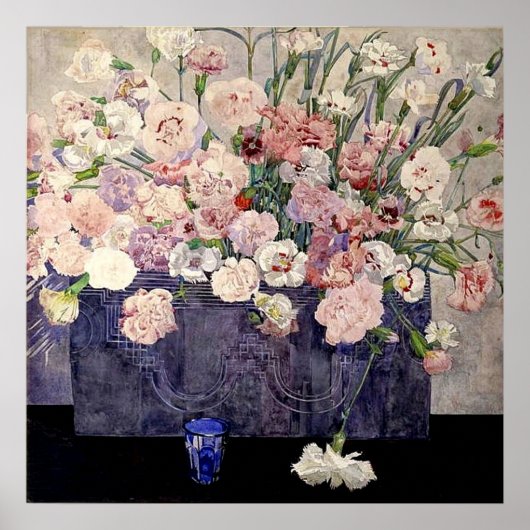 Poster Fleurs roses de Mackintosh (Devant)