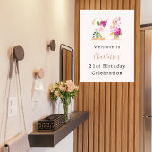 Poster Fleurs roses de Pêche numéro 21e anniversaire bien