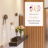 Poster Fleurs roses de prés numéro 40e anniversaire bienv