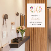 Poster Fleurs roses de prés numéro 60e anniversaire bienv