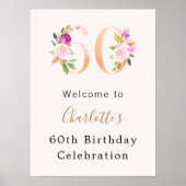 Poster Fleurs roses de prés numéro 60e anniversaire bienv (Devant)