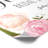 Poster Fleurs roses Douche nuptiale signe de bienvenue (Coin)