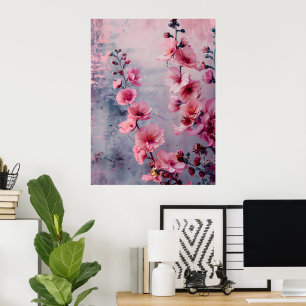 Poster Fleurs roses en fleurs