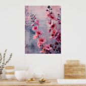 Poster Fleurs roses en fleurs (Cuisine)