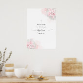 Poster Fleurs roses et Baptême de l'haleine pour bébé Bie (Cuisine)