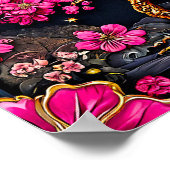 Poster Fleurs roses et lune (Coin)