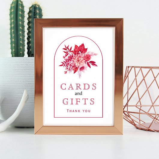 Poster Fleurs roses et rouges et signe mariage du feuilla