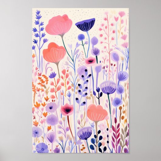 Poster Fleurs roses et violettes (Devant)