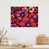 Poster Fleurs roses et violettes (Cuisine)