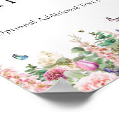 Poster Fleurs roses et violettes & Papillons | Texte pers (Coin)