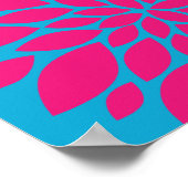 Poster Fleurs roses et violettes sur bleu Turquoise (Coin)