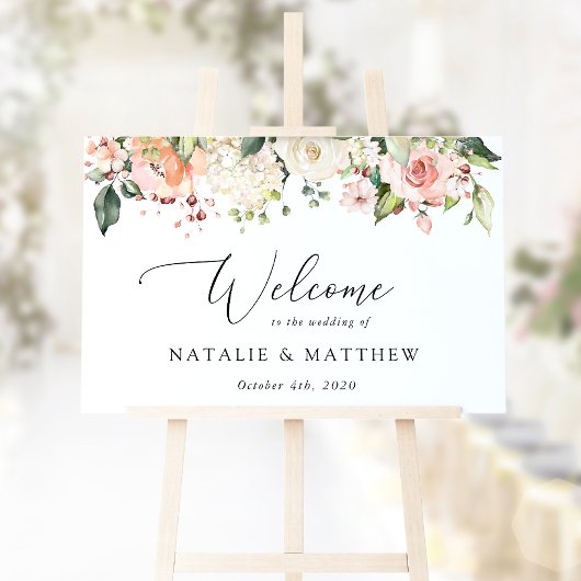 Poster Fleurs roses, Fleurs blanches, Bohème, Bienvenue a
