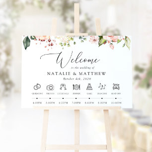 Poster Fleurs roses, Fleurs blanches, Chronologie Mariage