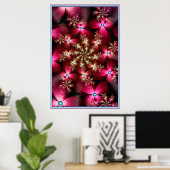 Poster Fleurs roses fractales (Bureau à domicile)