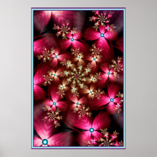 Poster Fleurs roses fractales