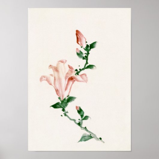 Poster Fleurs roses, Hokusai Art Japonais (Devant)