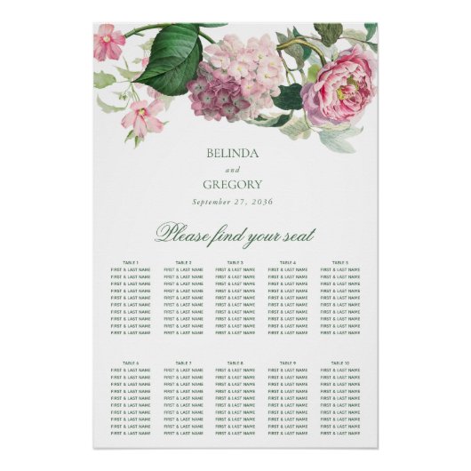 Poster Fleurs roses Jardin Mariage Tableau de siège (Devant)