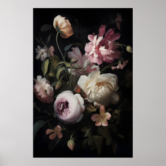 Poster Fleurs Roses Magiques dans un Jardin Imprimé, Bota